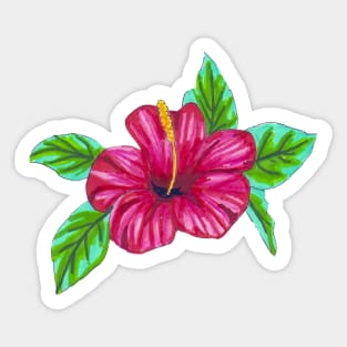 Pink Hibiscus - Marker Illustration Sticker